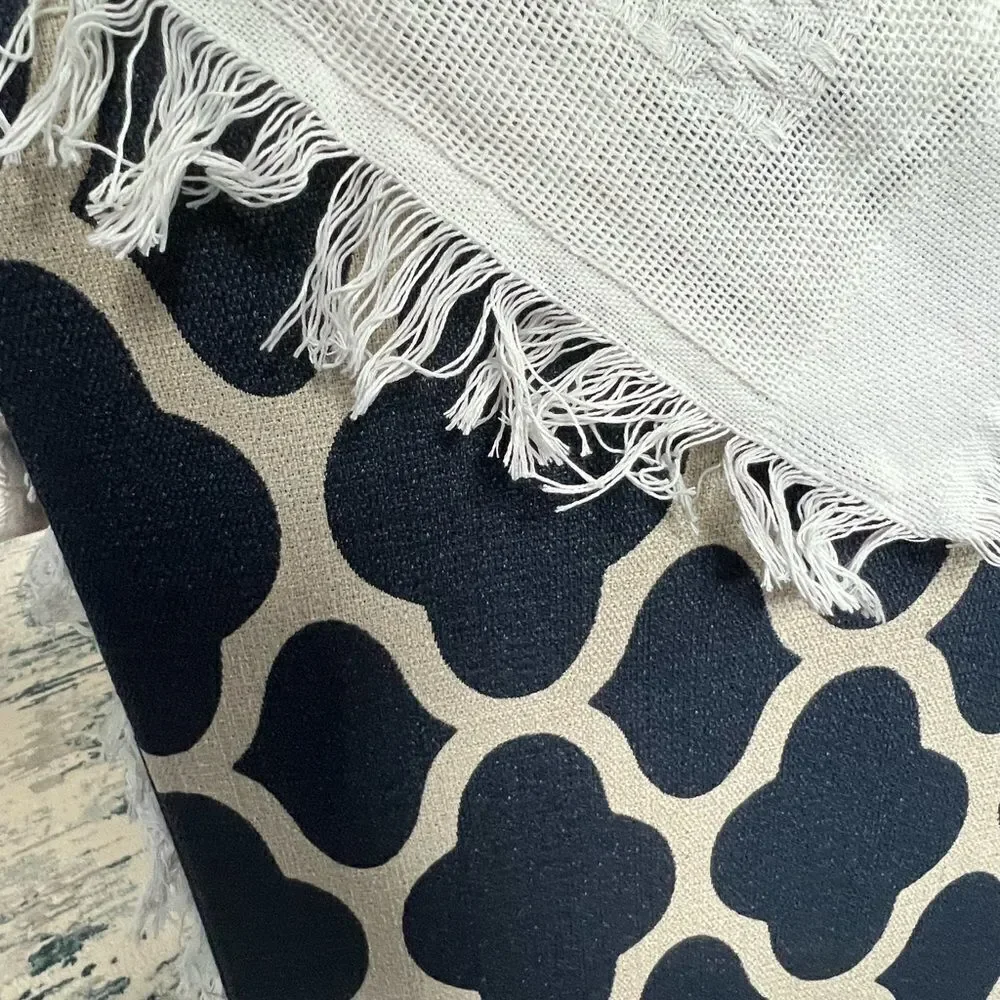 Throw Blanket In Off White tassels decor NWOT